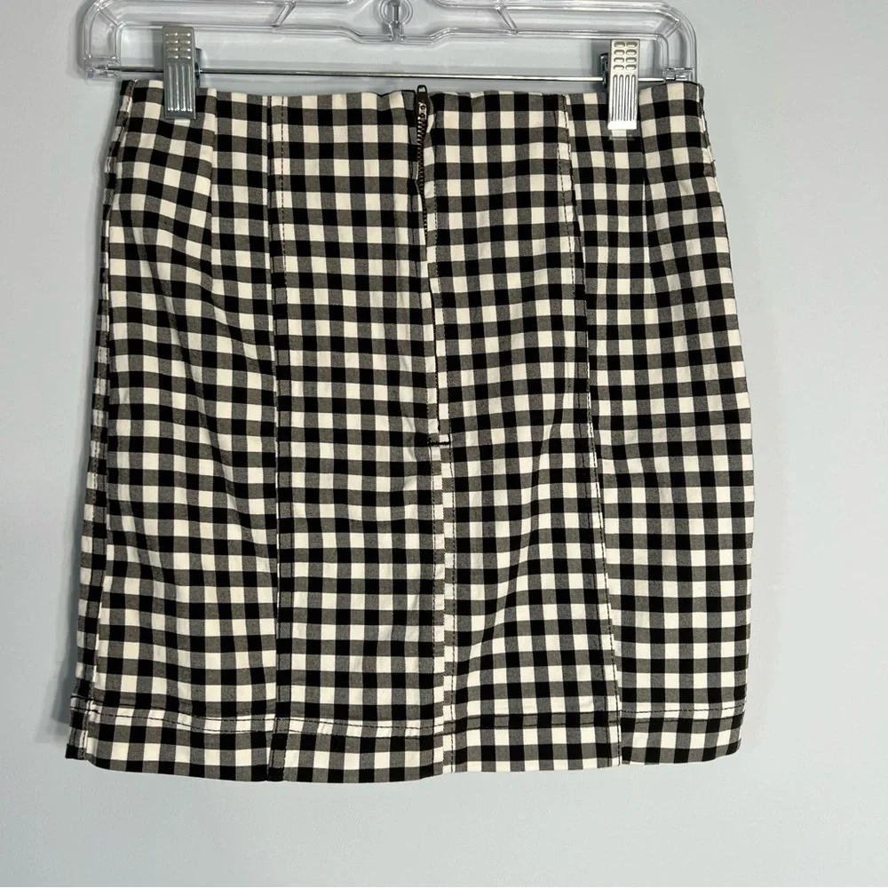Free People Black and White Checkered Mini Skirt - Picture 3 of 8